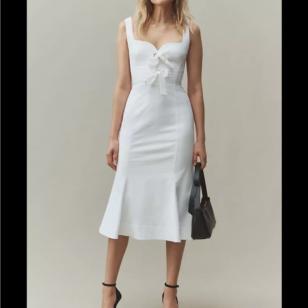 Anthropologie BHLDN Little White Sweetheart Fit & Flare Bow Tie Dress Size XS - Picture 1 of 11